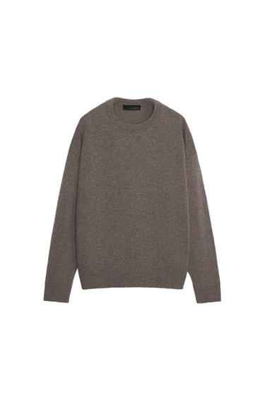Zara CASHMERE AND WOOL LONG SLEEVE SWEATER - Brown / Taupe