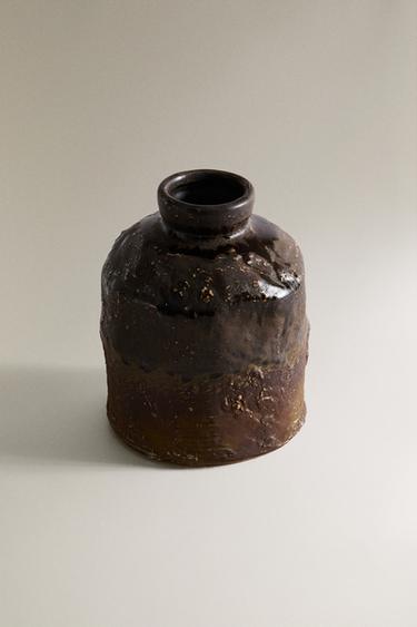TEXTURED CERAMIC VASE - Brown / Green by Zara - Image 1