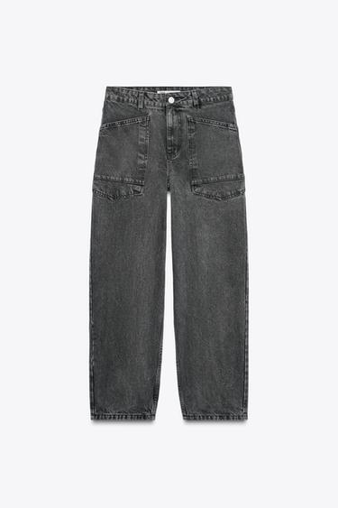 JEANS TRF CARROT TIRO ALTO - Gris de Zara
