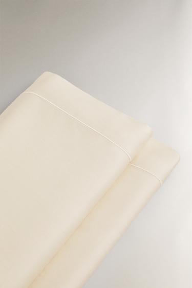 SATEEN FLAT SHEET WITH TRIM (300 THREAD COUNT) — Ecru 2