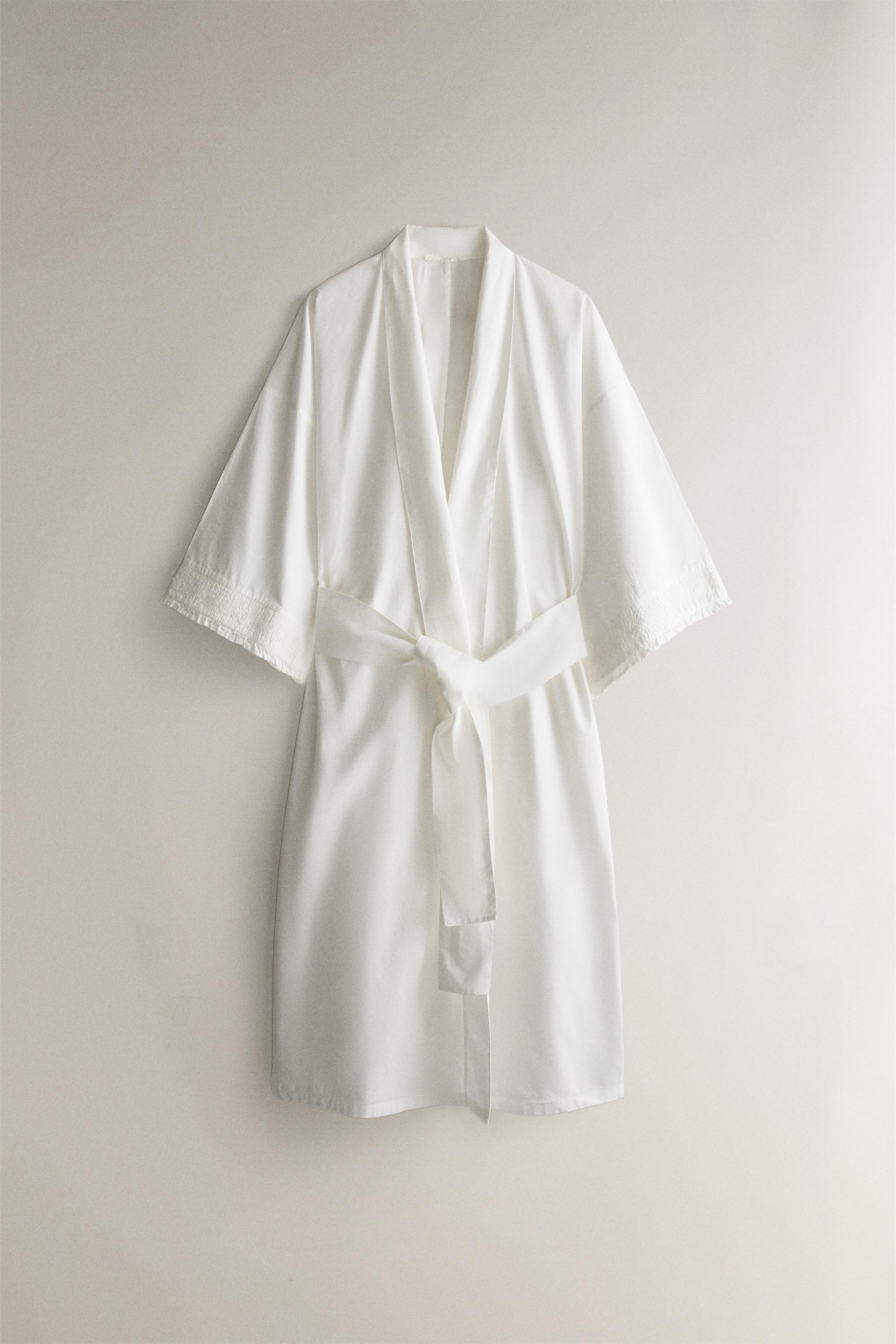 ROBE DE CHAMBRE EN COTON FRONCÉ