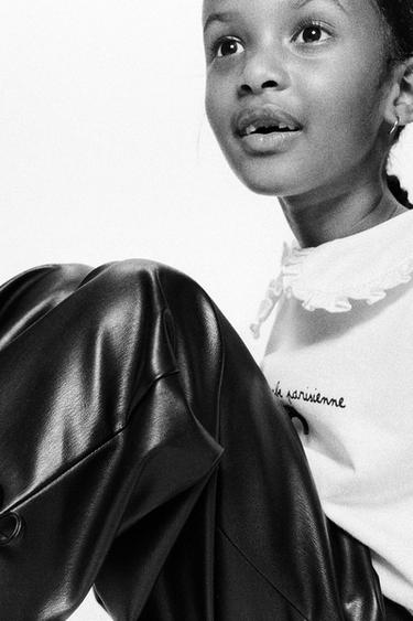 STRAIGHT-LEG FAUX LEATHER TROUSERS WITH BOWS - Black by Zara