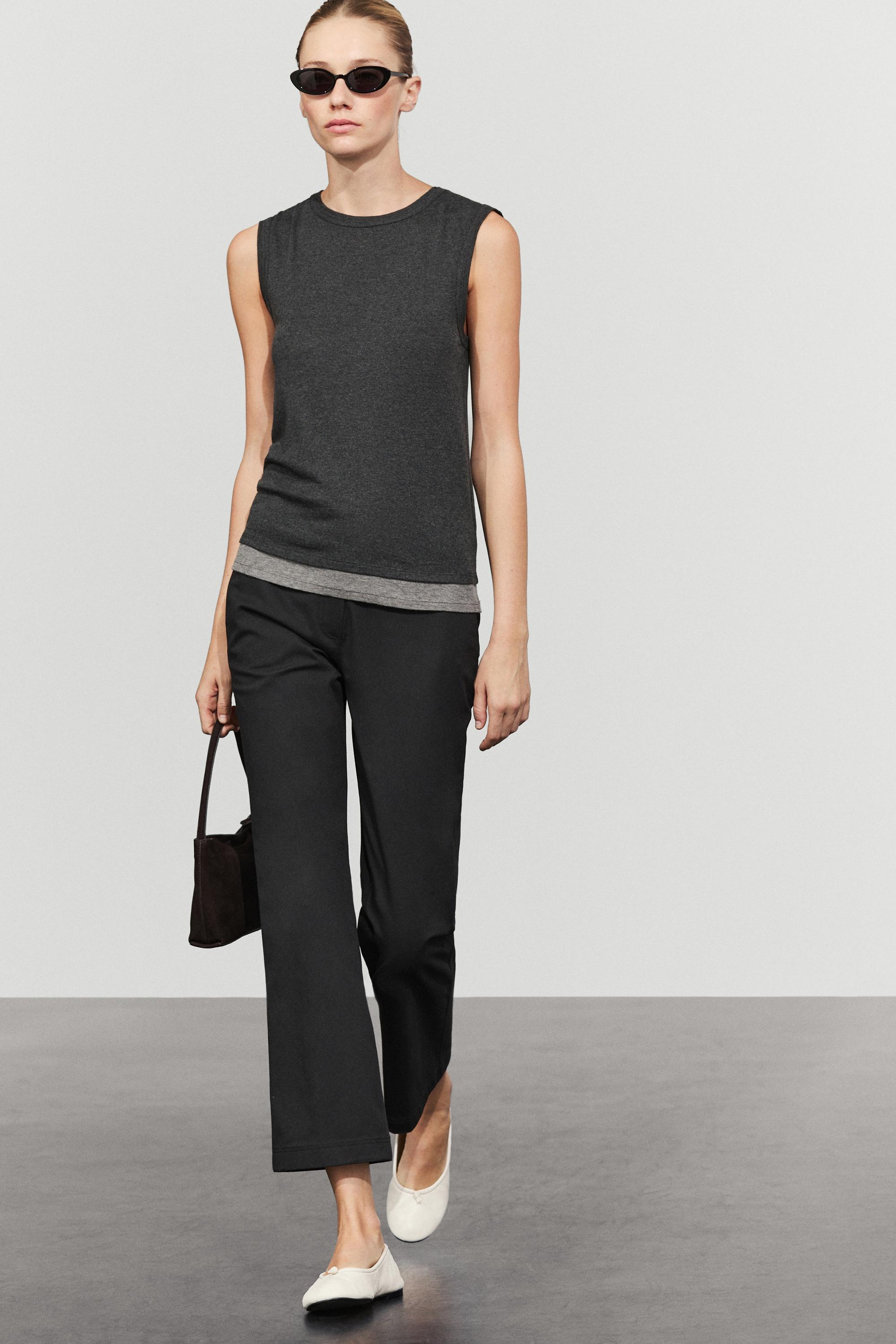 Cotton blend kick flare pants