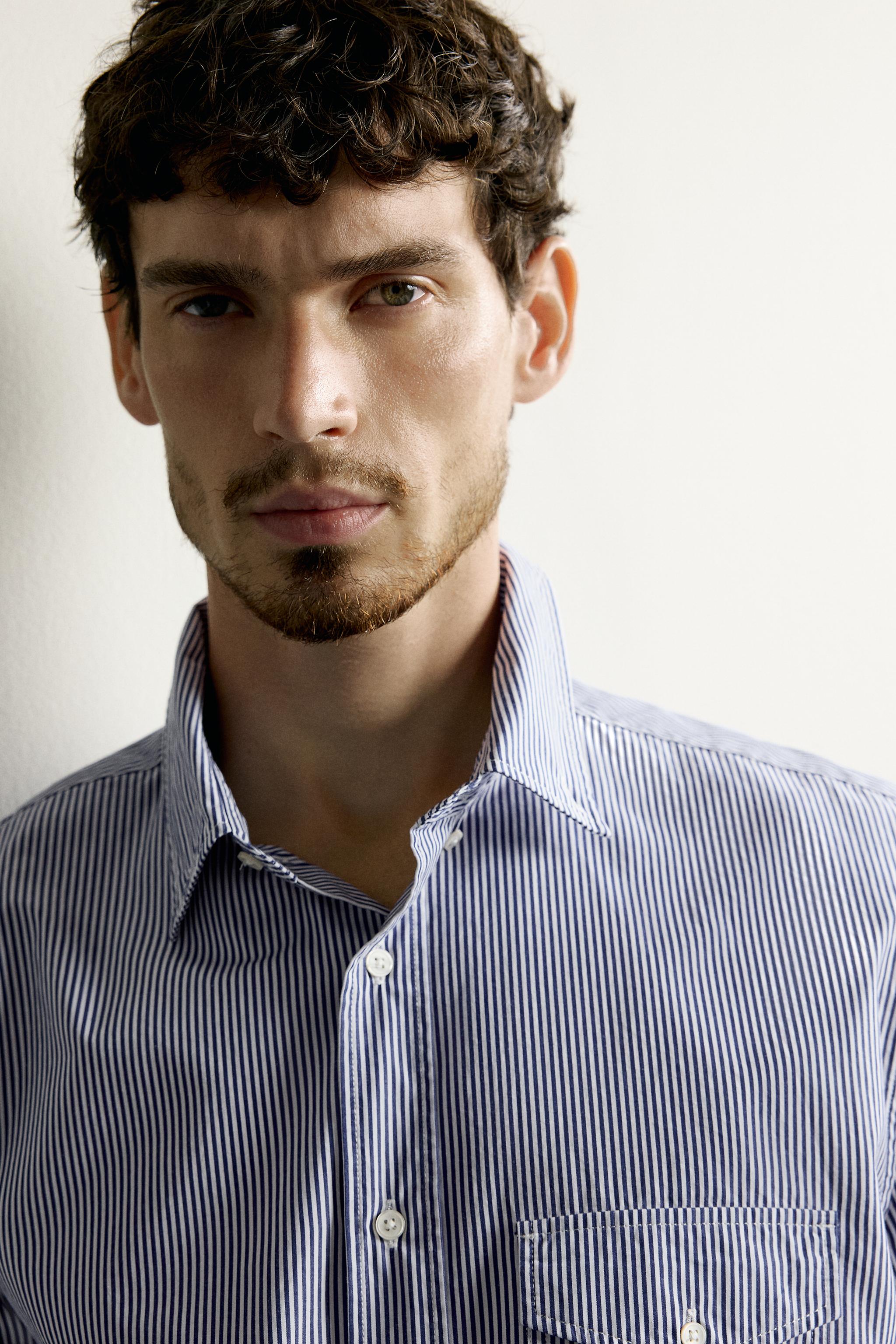 Мужские рубашки Zara STRIPED REGULAR FIT SHIRT — фото 5