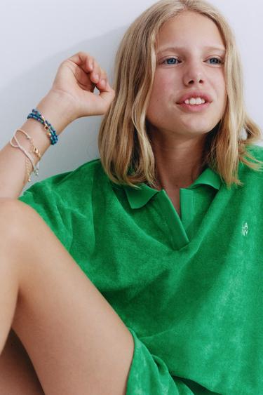 CONJUNTO POLO Y BERMUDA EFECTO TOALLA - Verde de Zara