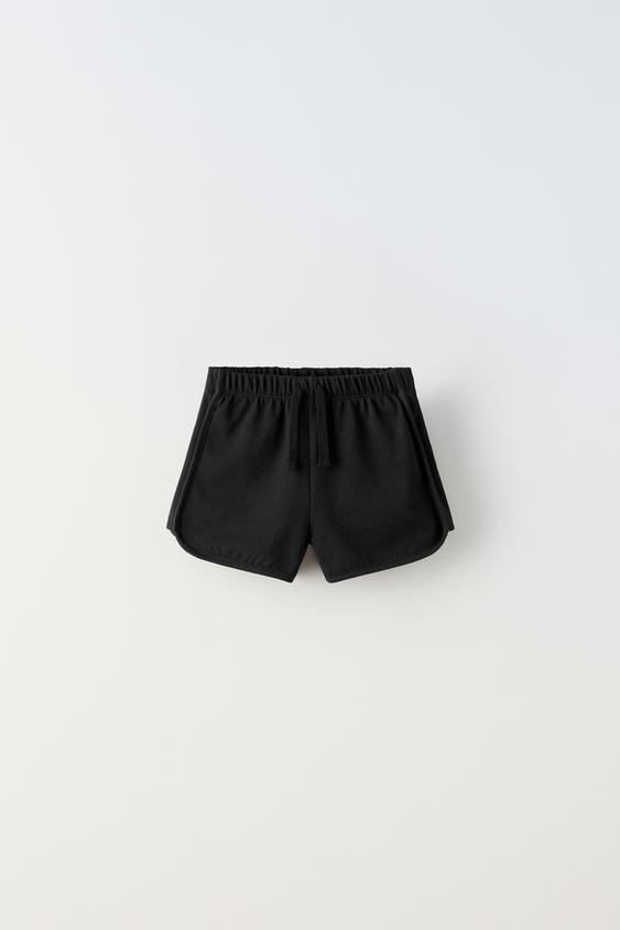 CONTRAST RIBBED BERMUDA SHORTS - Black | ZARA India