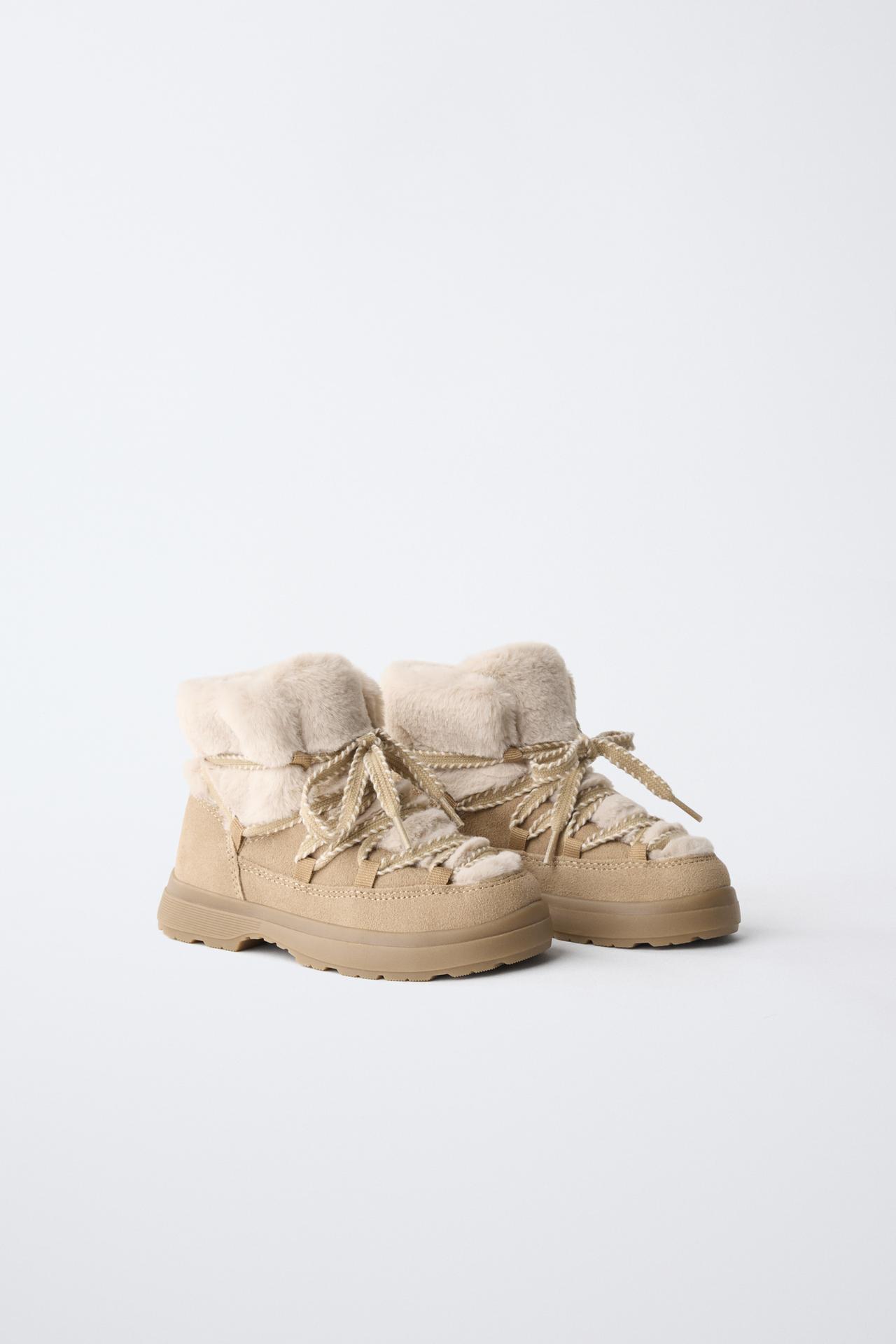 LINED LACE-UP BOOTS — Sandy Brown