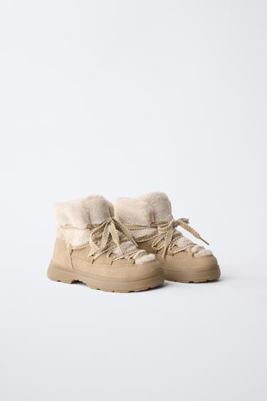 LINED LACE-UP BOOTS — Sandy Brown 1