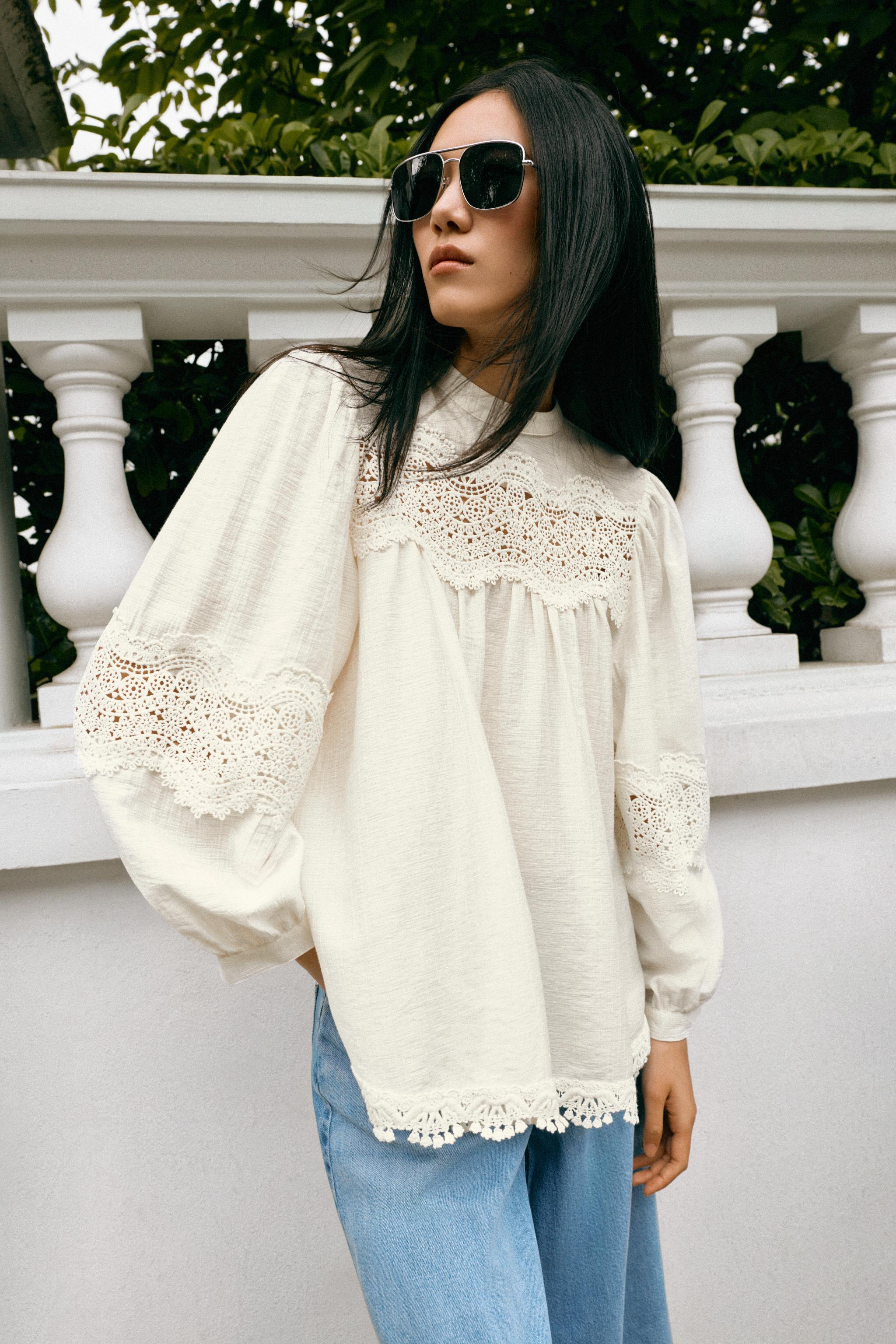 Zara ROMANTIC LACE BLOUSE — фото 4