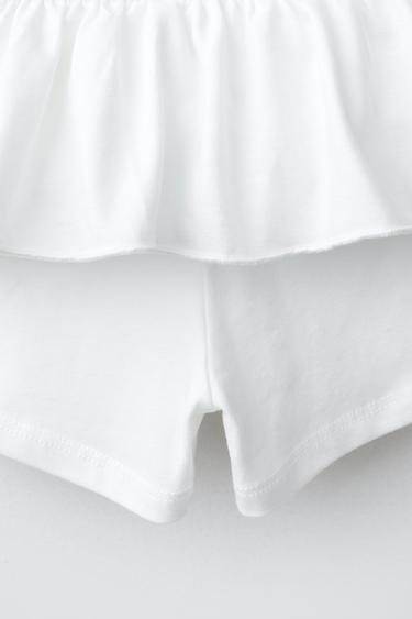 RUFFLED STRIPED BERMUDA SKORT - White by Zara - Image 3