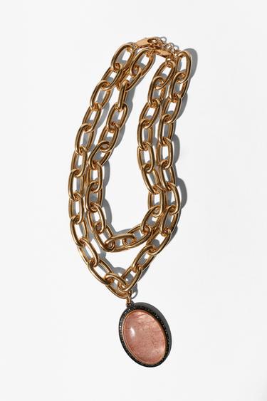 PACK 2 HALSKETTEN MIT MAXI-GLIEDERN UND STEIN - Goldfarben von Zara