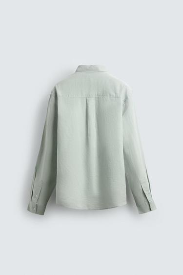 CHEMISE REGULAR FIT LIN - COTON - Vert d'eau de Zara - Image 7