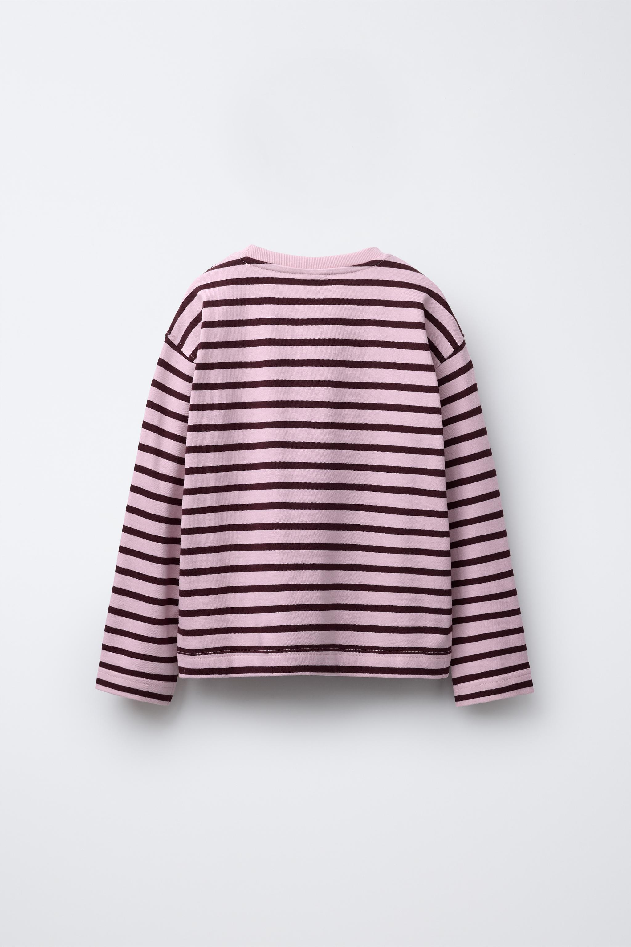 トップス vintage Heart 2piece STRIPED HEART PATCH T-SHIRT - Pink | ZARA United States