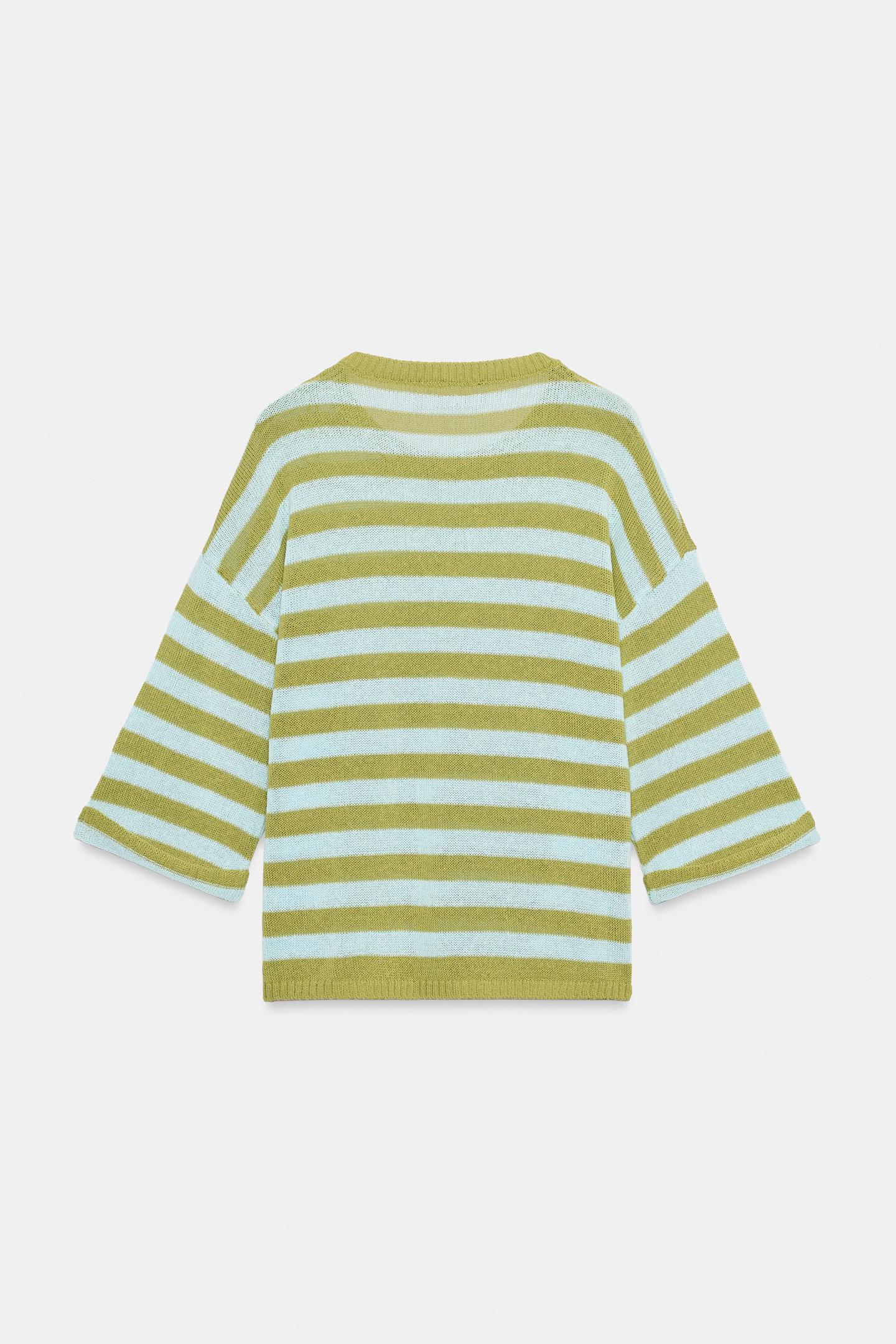 Свитер Zara Striped Knit Jumper, цвет: Зелёный полосатый — фото 6