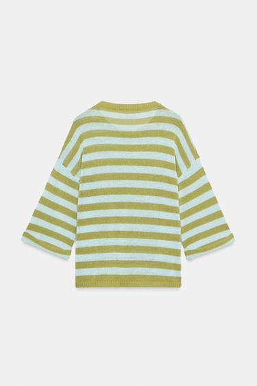 TOP EN MAILLE À RAYURES - Raie verte de Zara - Image 5