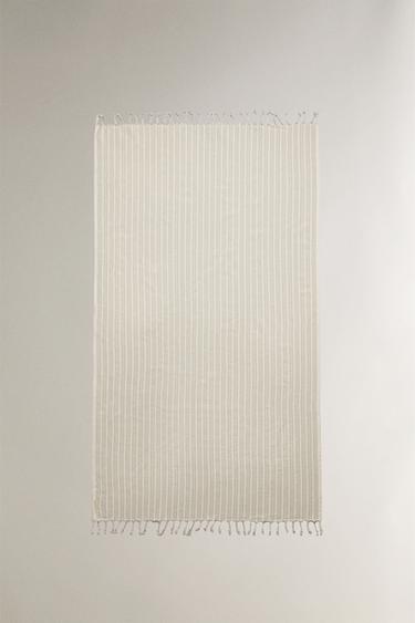 TOALLA PLAYA ALGODÓN RAYAS FLECOS - Verde agua de Zara