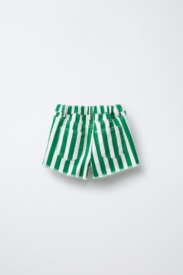 STRIPED DENIM BERMUDA SHORTS CASA LAWA © X ZARA KIDS - Green by Zara - Image 1