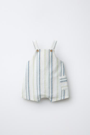 STRIPED SHORT DUNGAREES - Ecru by Zara - Image 0