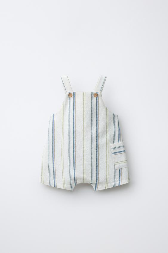 STRIPED SHORT DUNGAREES - Ecru by Zara - Image 0