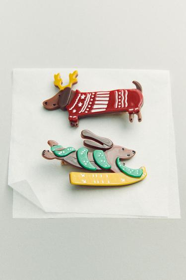 PACK OF TWO REINDEER DOG CLIPS - Zelena od Zare