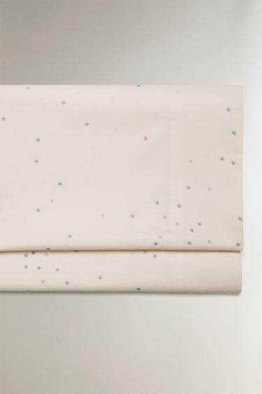 KIDS' STARS COTTON FLAT SHEET - Light pink by Zara
