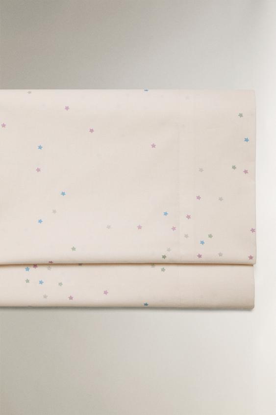 LENÇOL DE CIMA INFANTIL DE ALGODÃO COM ESTRELAS - Rosa-claro da Zara - Imagem 0