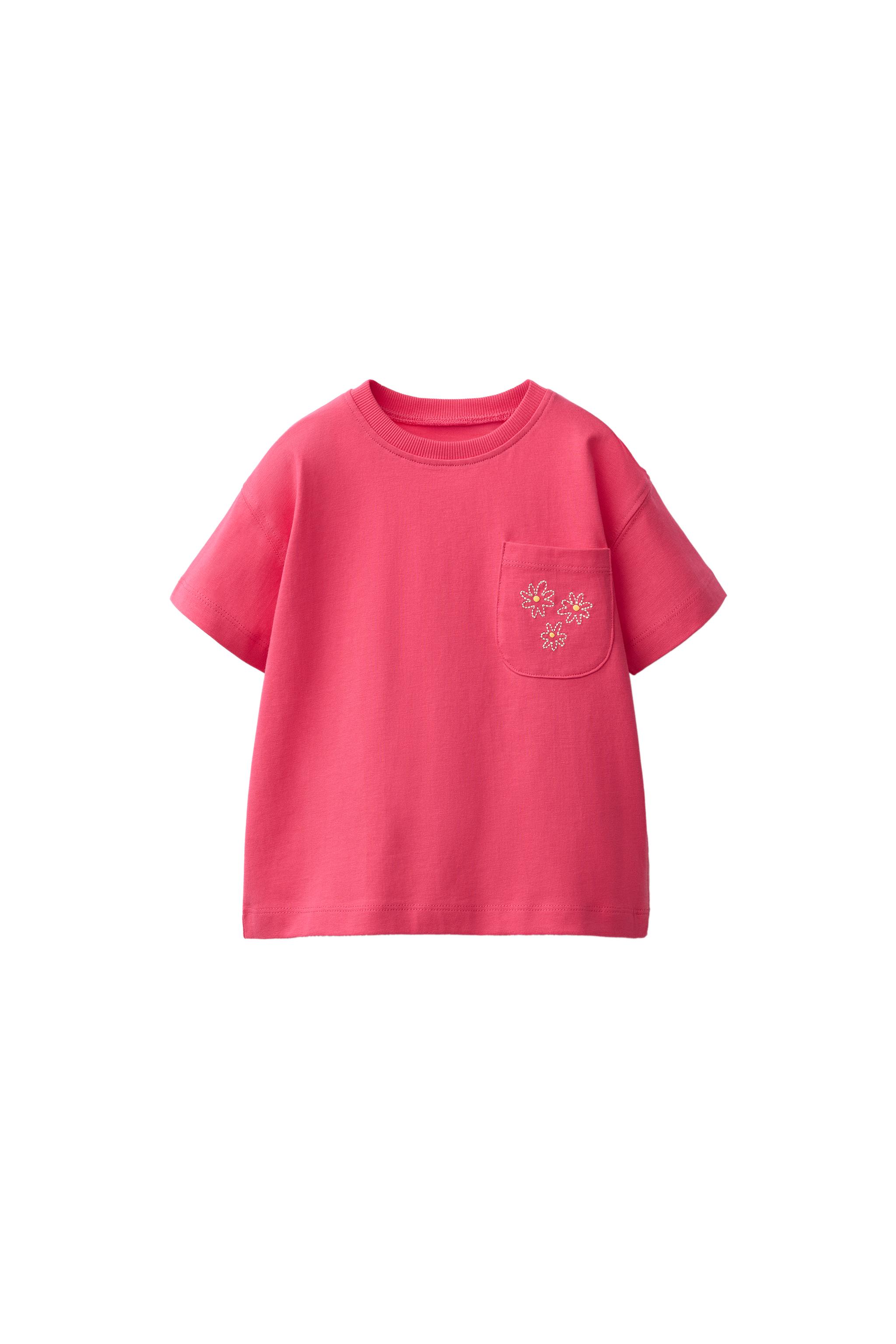 EMBROIDERED POCKET T-SHIRT — Red