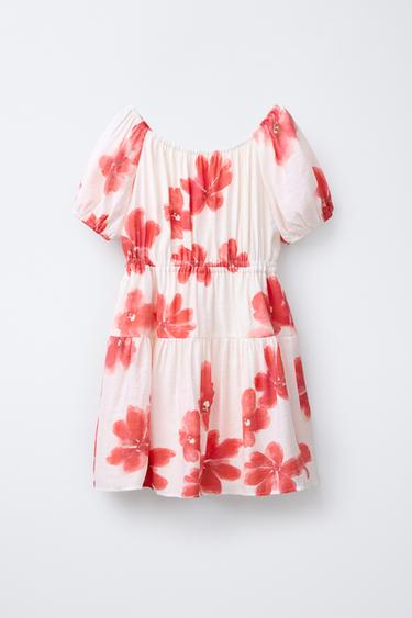 ROBE FLEUR AQUARELLE - Rouge de Zara - Image 1