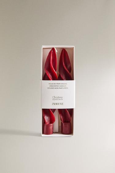 PACK OF SPIRAL CHRISTMAS CANDLES (PACK OF 2) - Red by Zara - Image 3