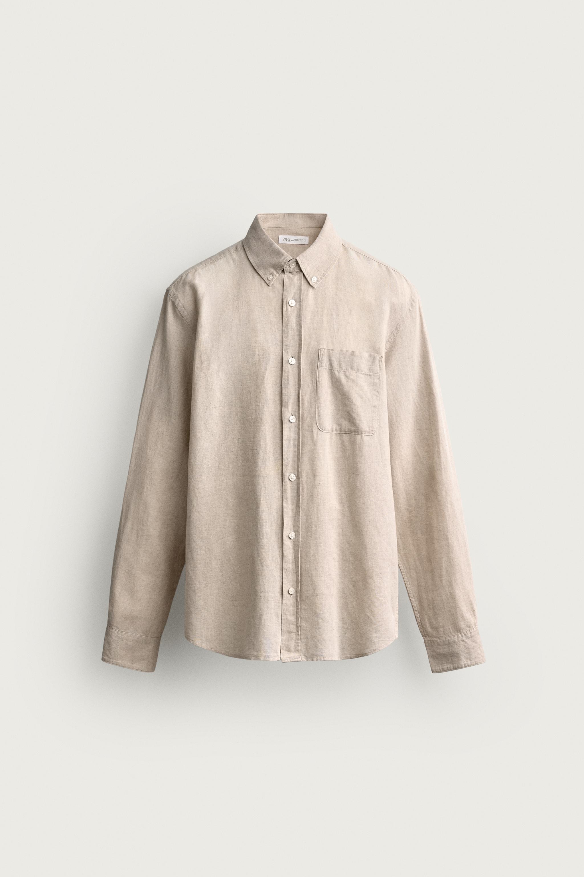 REGULAR FIT LINEN - COTTON SHIRT