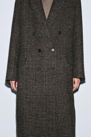 MANTEAU À CARREAUX COLLECTION ZW - Marron foncé de Zara - Image 4