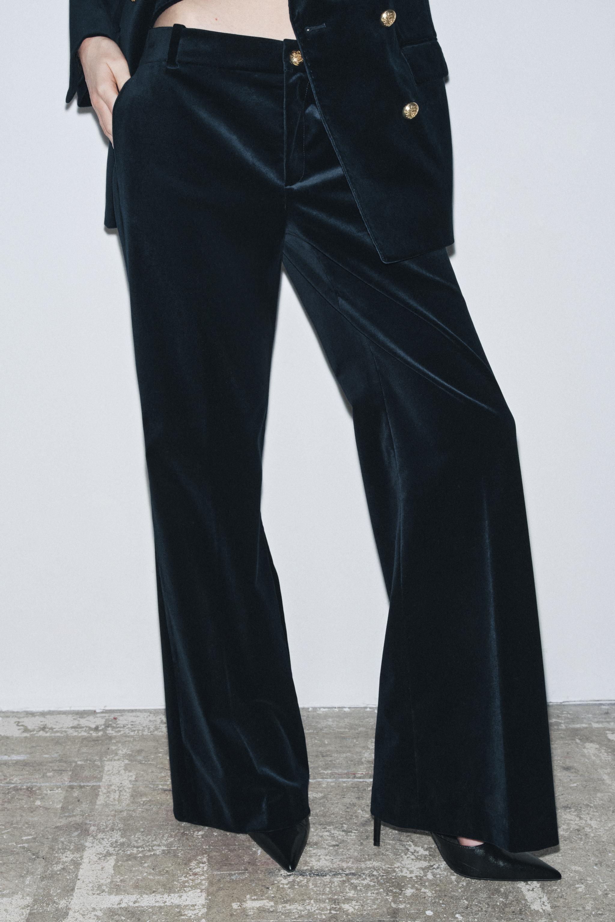 ZW COLLECTION LIMITED EDITION VELVET FLARE PANTS - Blue