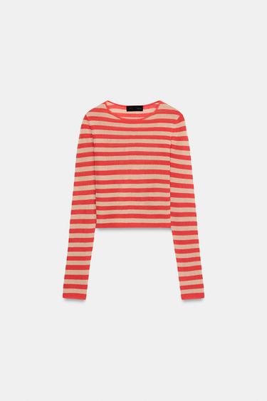 Zara 條紋短版上衣 - 條紋