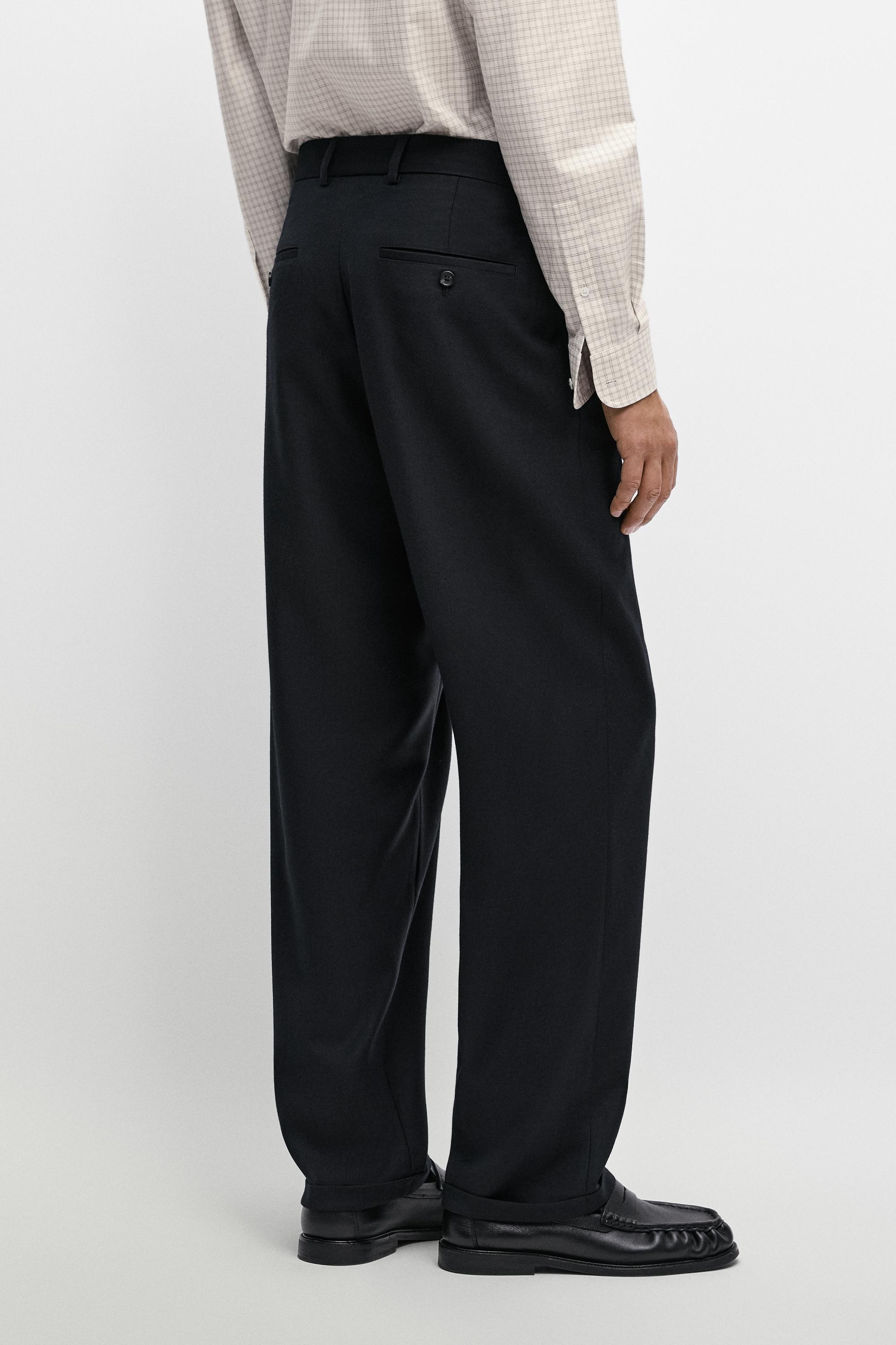 100% wool relaxed fit pants