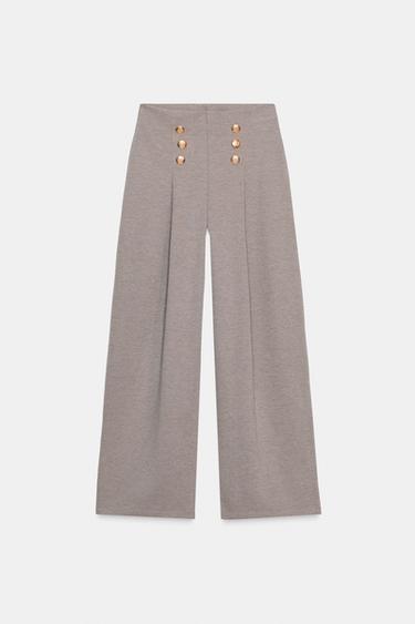 TWILL TROUSERS WITH BUTTONS - Mink by Zara
