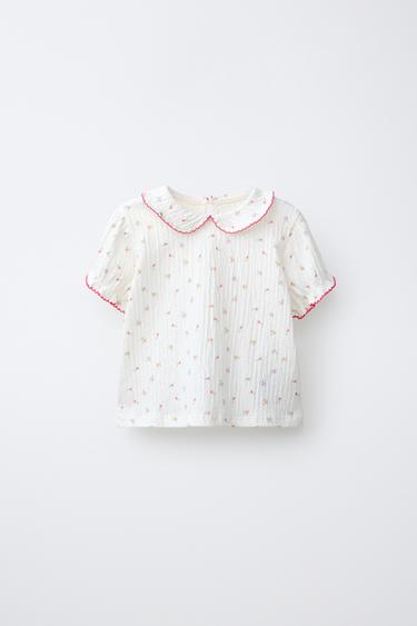 CAMISETA ESTAMPADA FLORES - Crudo claro de Zara - Imagen 0