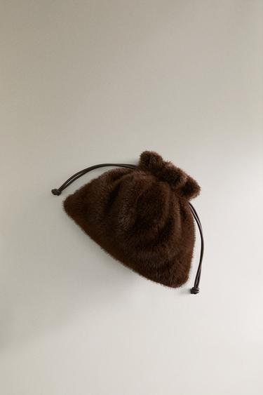 FAUX FUR MINI BAG - Chocolate Brown by Zara - Image 2