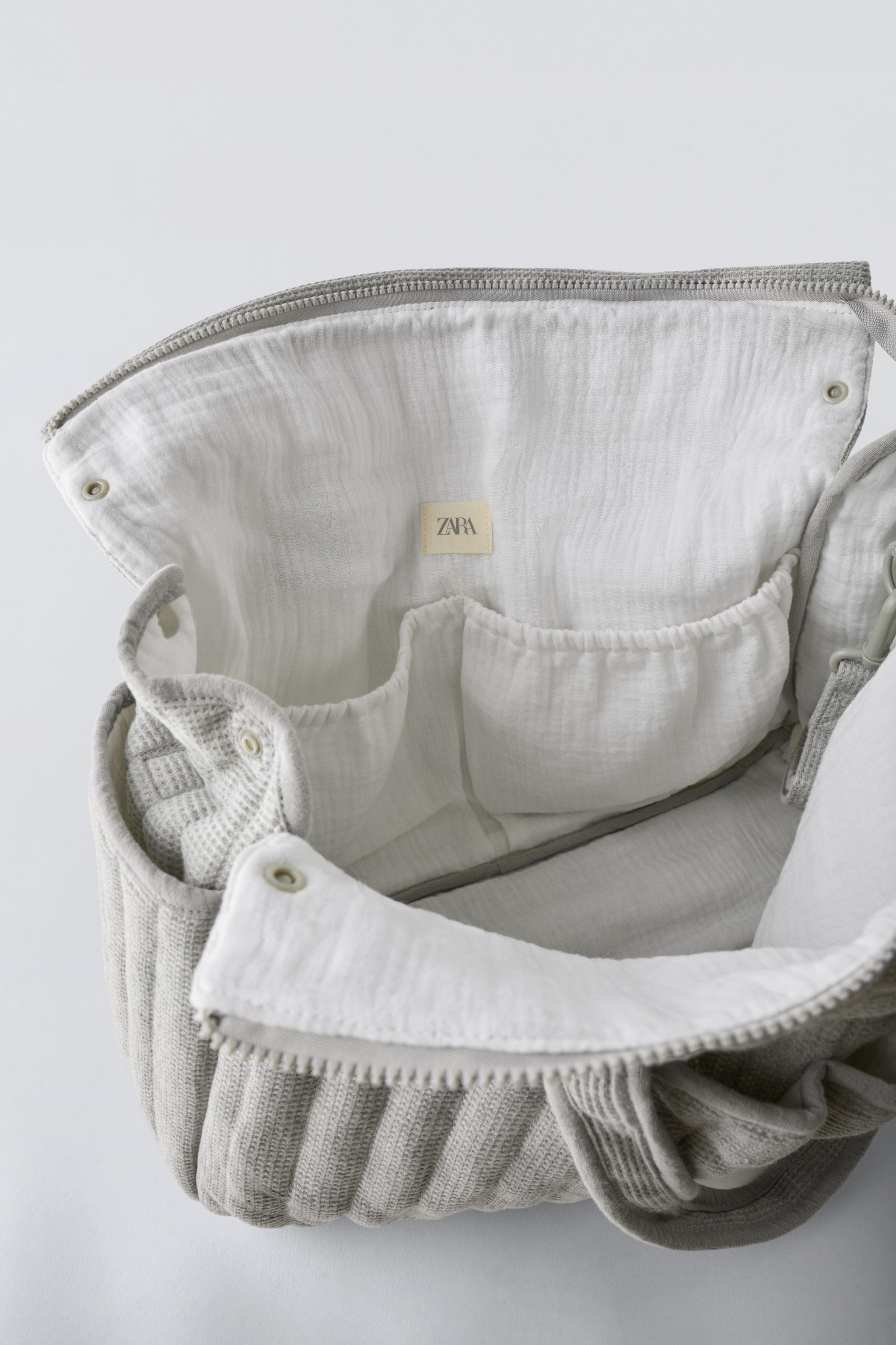 Zara Cotton Diaper Bag Gray Kids