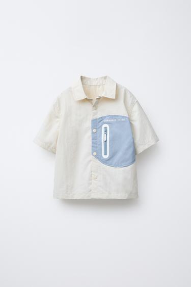 TECHNICAL SHIRT WITH CONTRAST POCKET - Ecru by Zara - Image 0