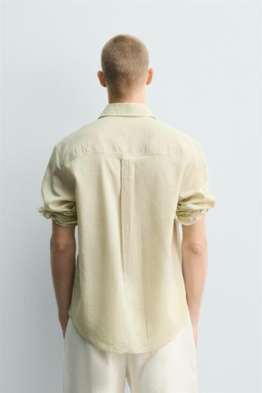 STRIPED FLOWING SHIRT - Sage Green by Zara - Image 2