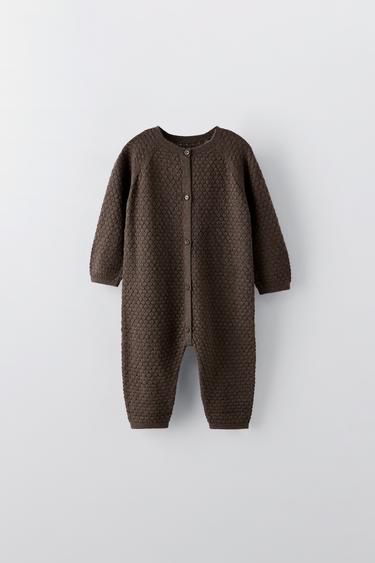 WOOL BLEND JUMPSUIT - Brown by Zara