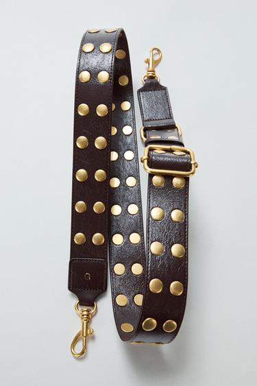 CROSSBODY BAG STRAP WITH STUDS - Chocolate by Zara