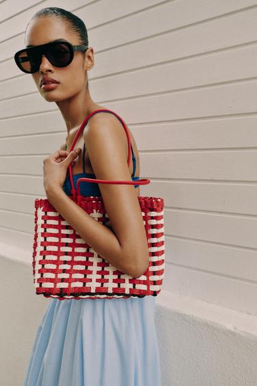 Zara MINI SHOPPER TORBA SA ISPREPLETENIM EFEKTOM – Crvena