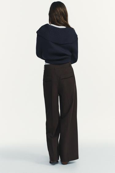 PANTALON À PINCES ET RABATS - Marron / Écru de Zara - Image 3