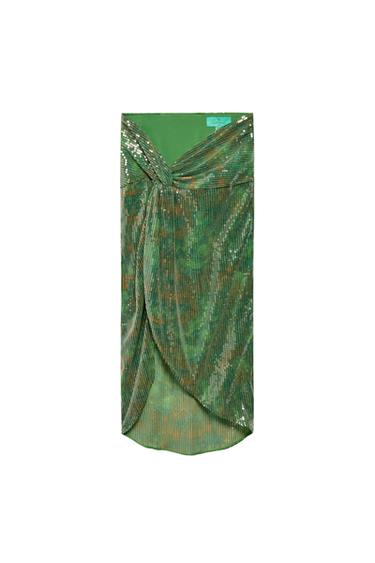 PÁREO DE LANTEJOULAS COM NÓ MARISA BERENSON X ZARA - Verde da Zara