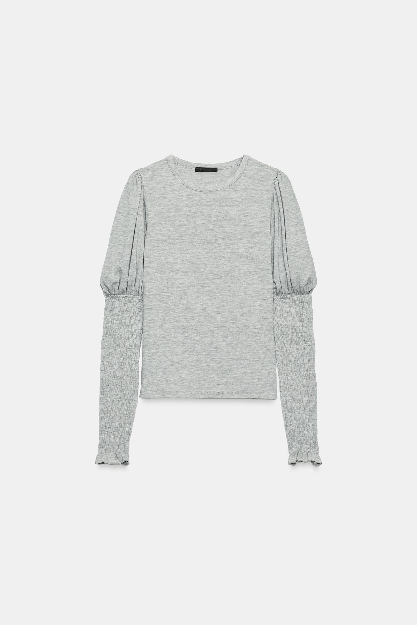Женская футболка Zara Stretch Long Sleeve, цвет: Серый меланжевый — фото 6
