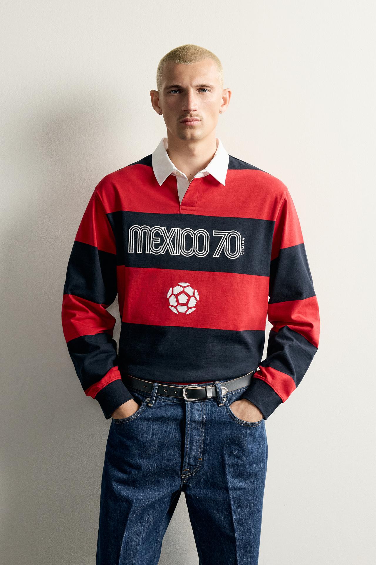 MEXICO 70 FIFA WORLD CUP™ STRIPED POLO — Red