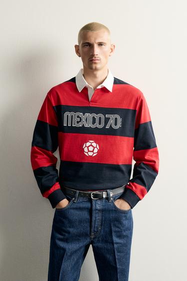 MEXICO 70 FIFA WORLD CUP™ STRIPED POLO — Red 2