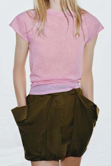 Zara EXTRA-FINE KNIT TOP - Pink