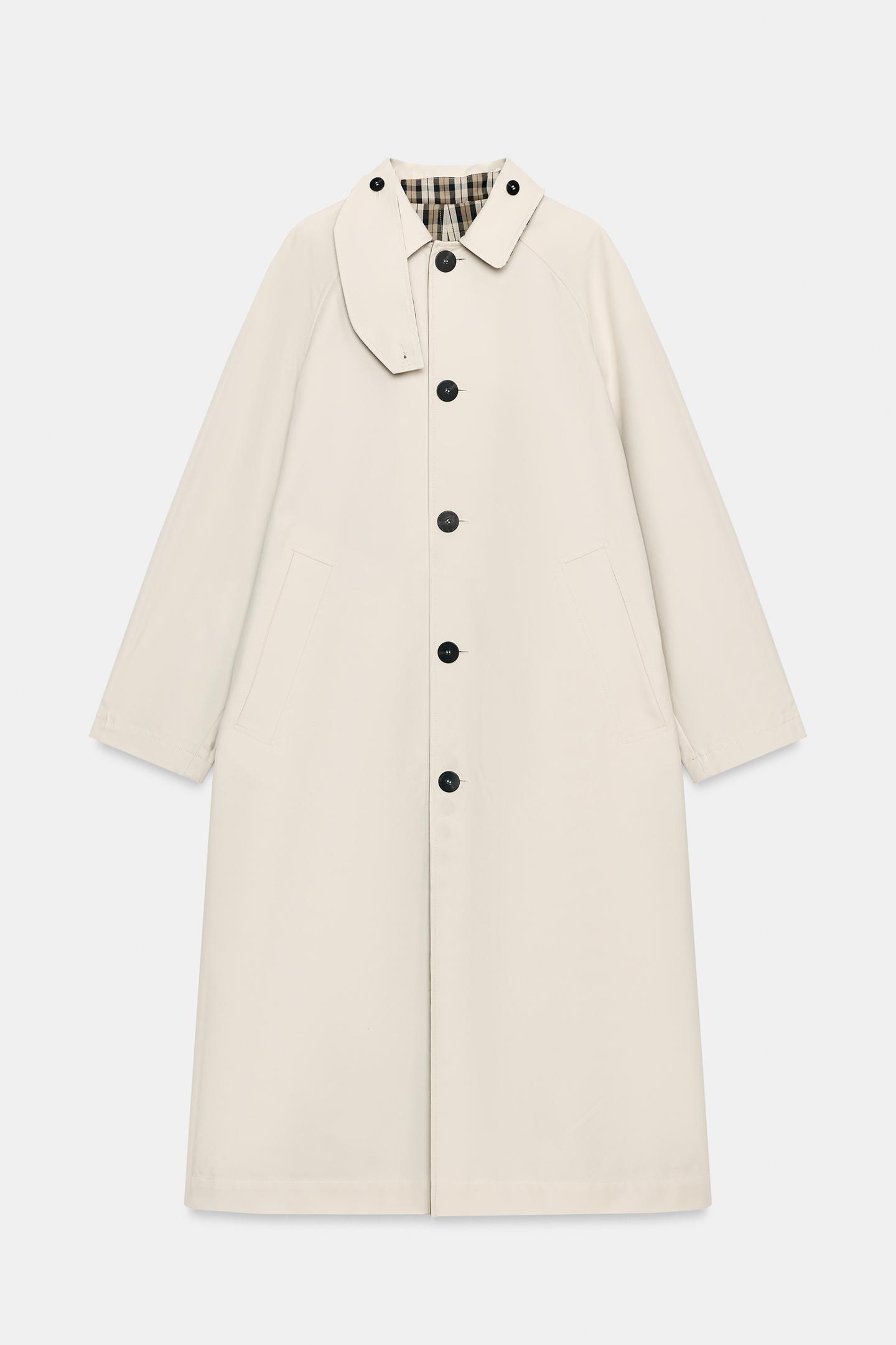 Женская куртка Zara Reversible Plaid Trench Coat ZW Collection, цвет: Бежевый — фото 11